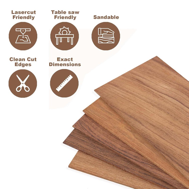 Craftiff Teak Wood Sheets 1/8 inch Thick, 4x8 inch Solid Panel Veneer Plank Myanmar Burmese Lumber Board for Crafts - Pack of 5 by - Image 5